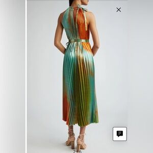 Multicolor Pleated Halter Dress